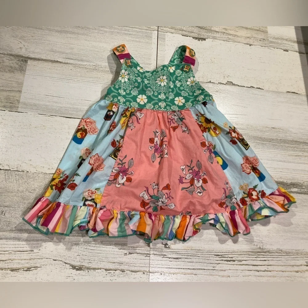 Matilda Jane Pink Blue It's A Tie Dress Girls Brilliant Daydream Multi Print
